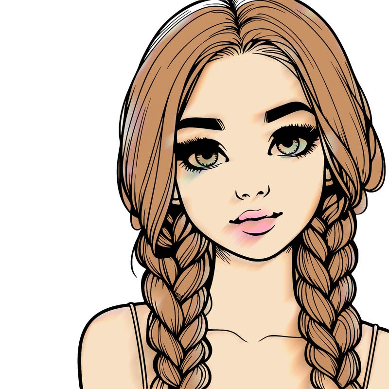 realistic girl with braids