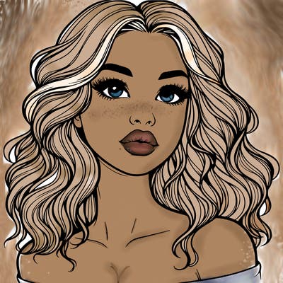 realistic girl with wavy hair and lips