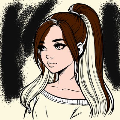 realistic girl with a high ponytail