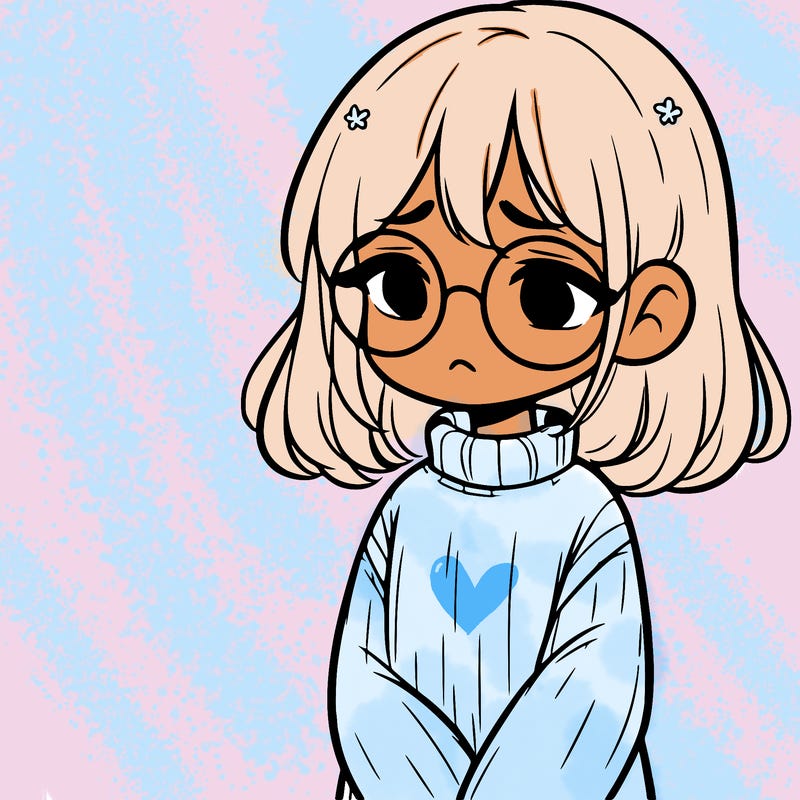 sad girl with glasses in a sweater