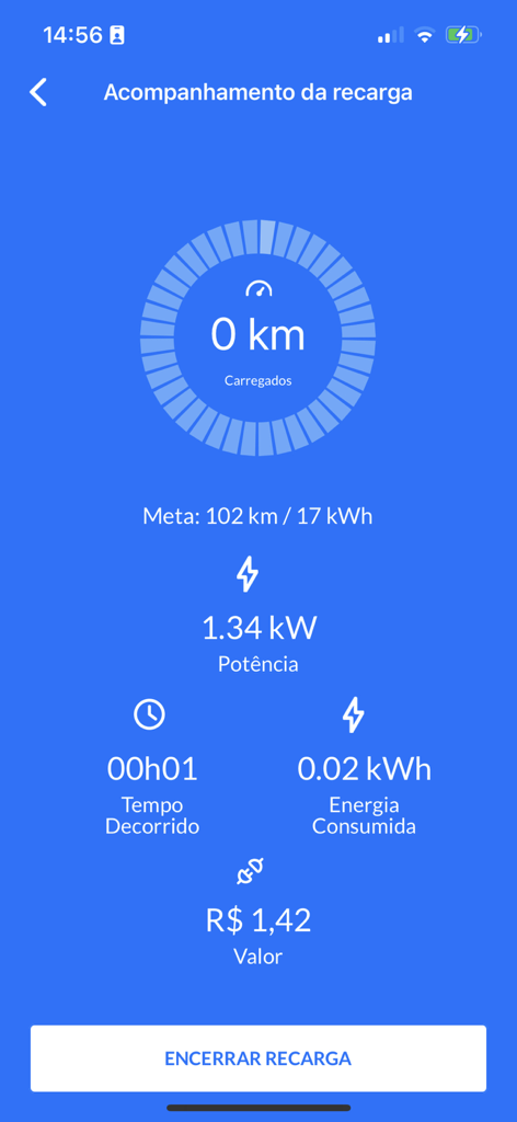 Bidoo - Bidoo app interface for real-time monitoring of electric vehicle charging status and costs.