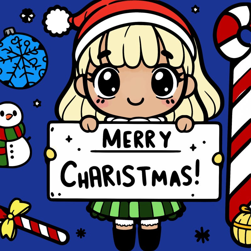 girl holding sign saying merry christmas!