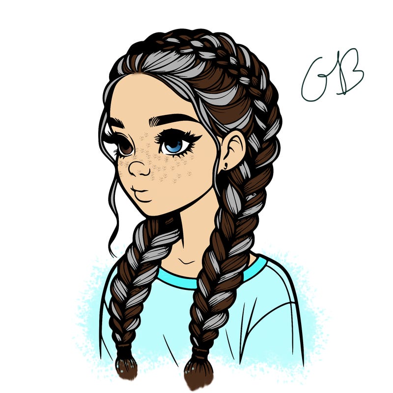 realistic girl with braids