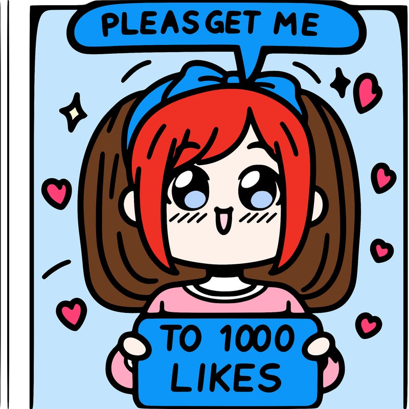 a girl saying please get me to 100 likes