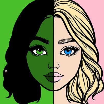 realistic girl split half