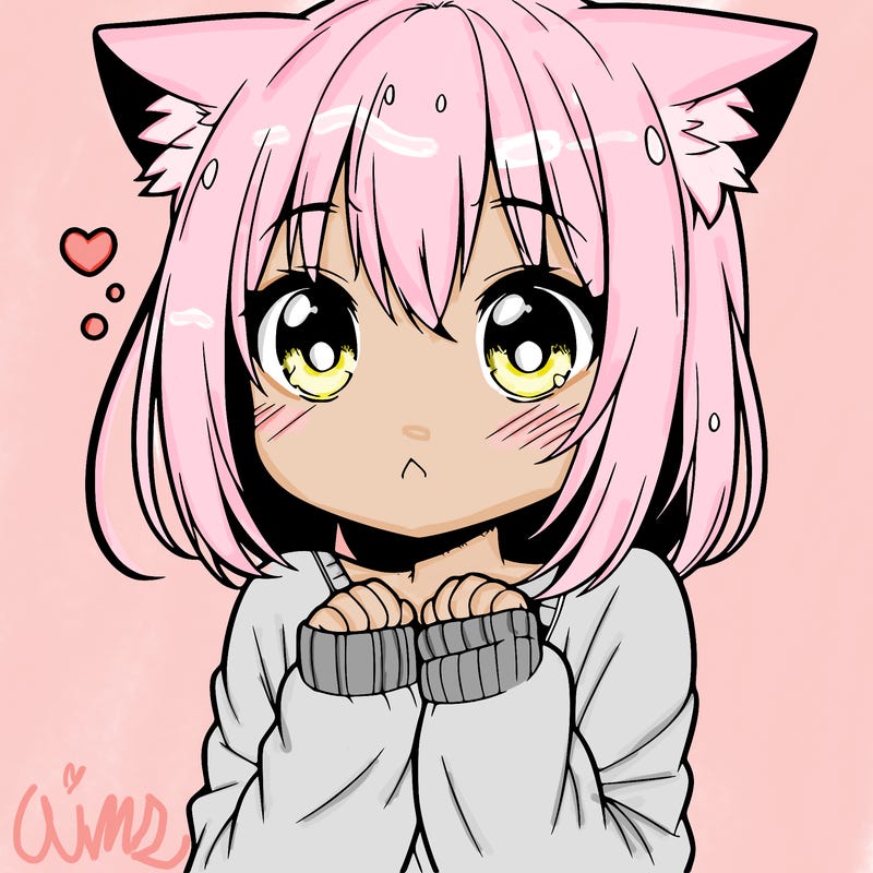 shy anime catgirl