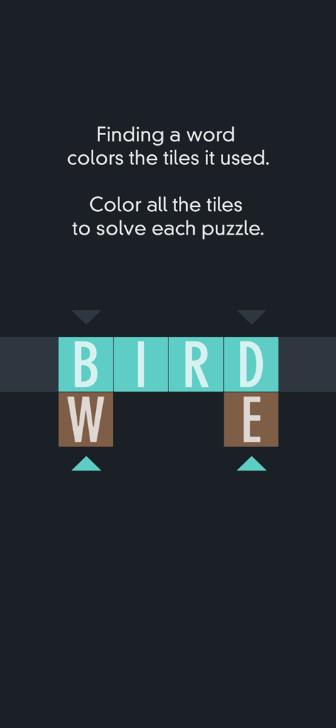 Gameplay screenshot of Typeshift showing letter columns shifted to spell the word BIRD