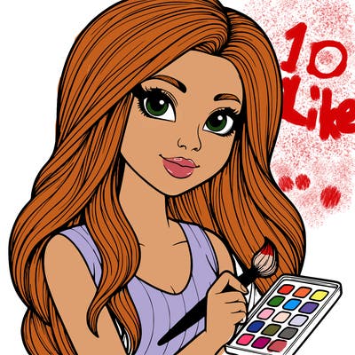 realistic girl with a paintbrush