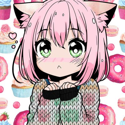 shy anime catgirl