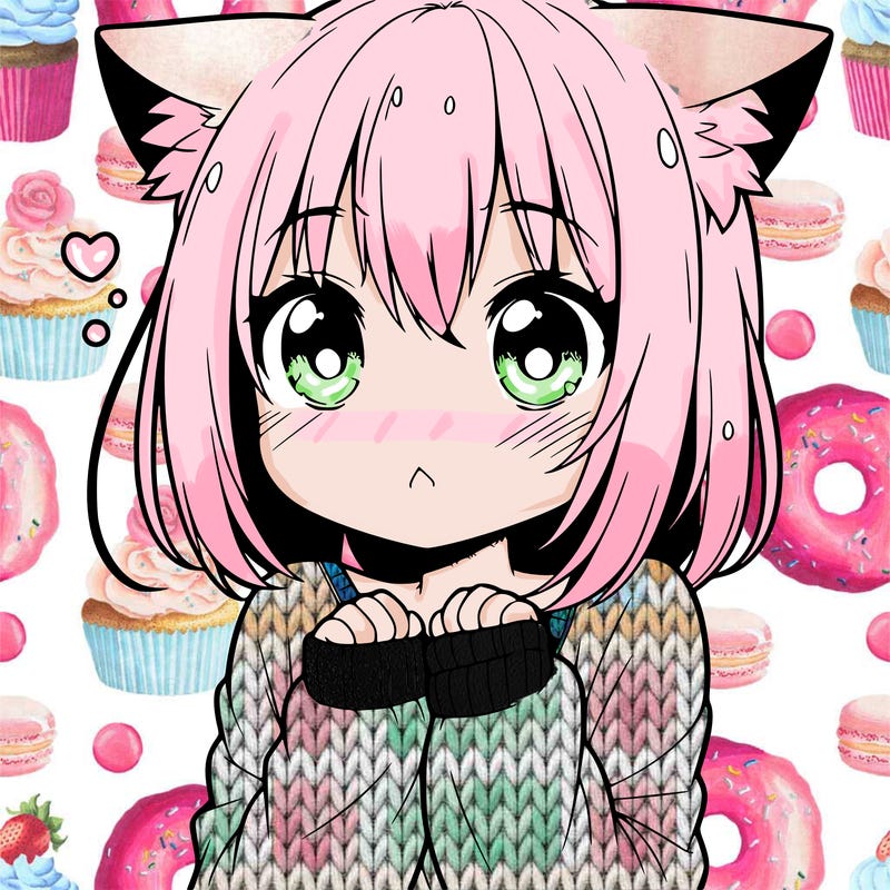 shy anime catgirl