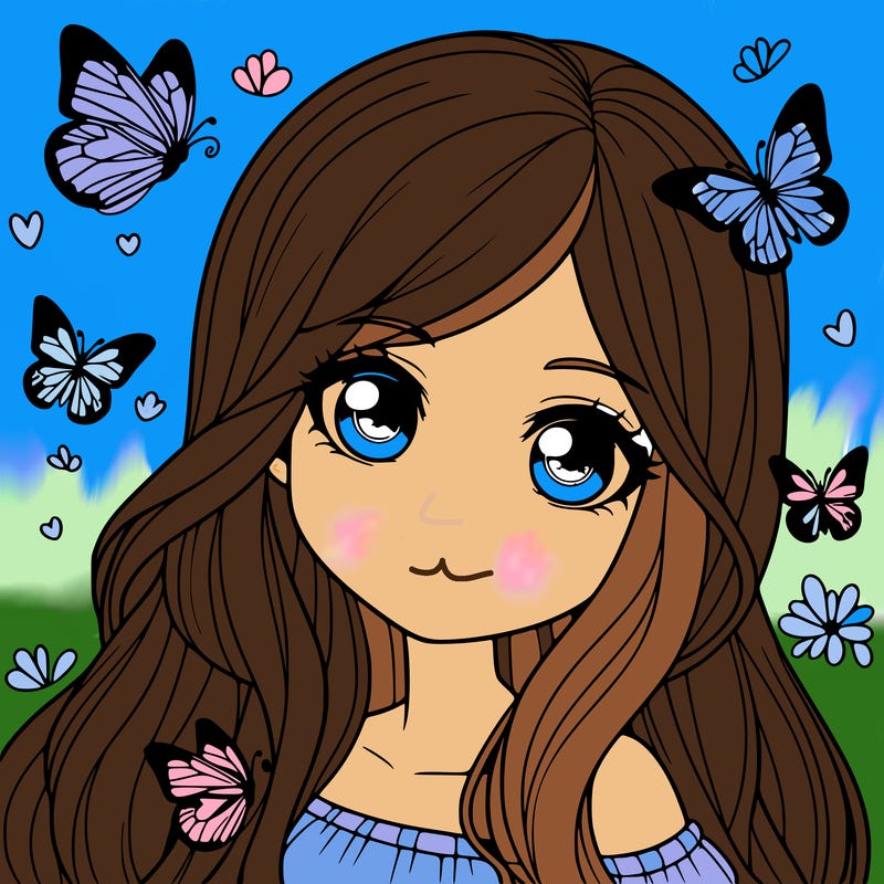 realistic girl with butterflies around her