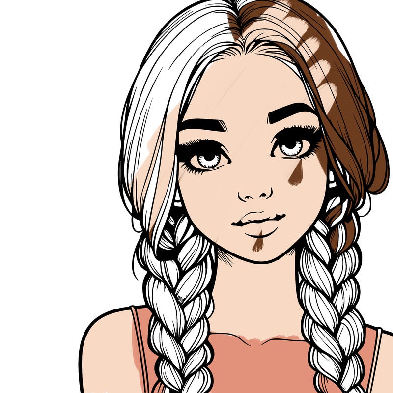 realistic girl with braids