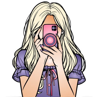 a realistic girl holding her phone taking pictures