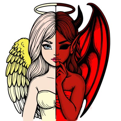 realistic angel half demon