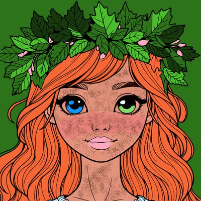 realistic girl with fall leaf crown