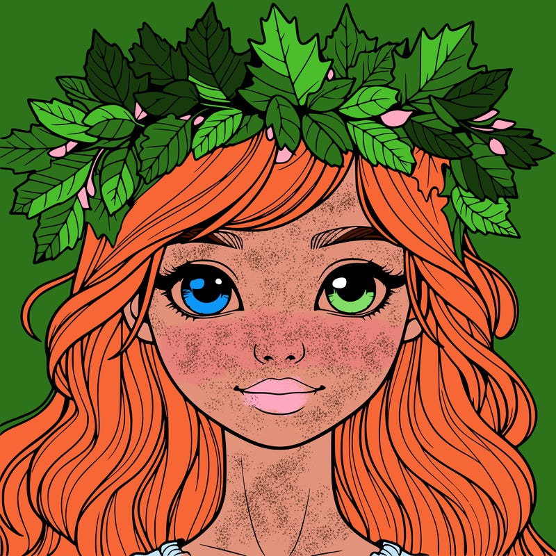 realistic girl with fall leaf crown