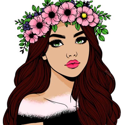 realistic woman with flowers crown