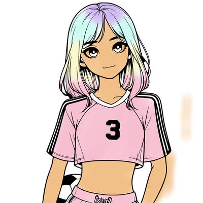 realistic girl wearing soccer jersey