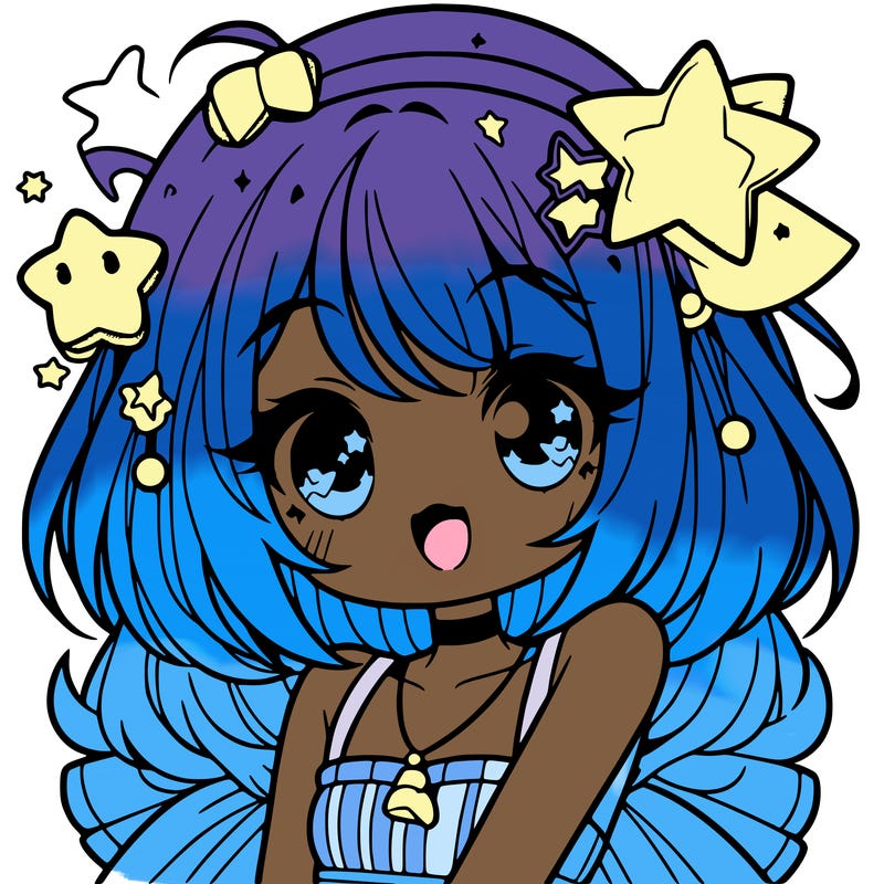 cute anime girl with star accessories