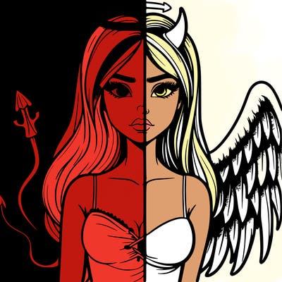 devil vs angel realistic girl