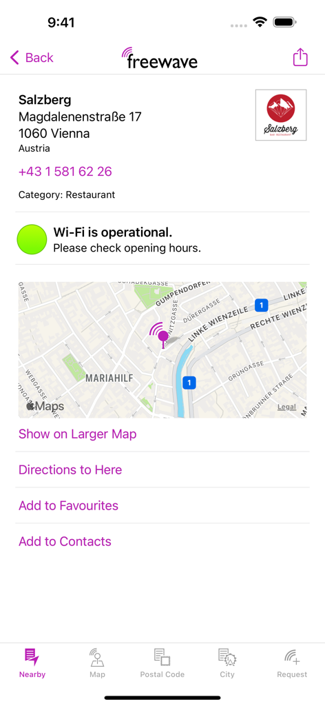 ウィーンのレストランにある無料Wi-Fiホットスポットの詳細情報