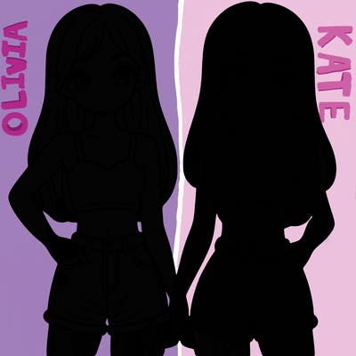 two sisters with crop tops and jean shorts and straight hair