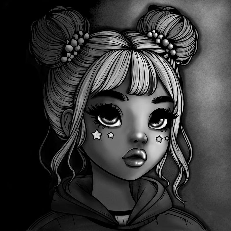 realistic girl with space buns