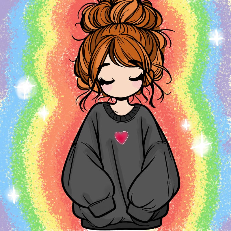 girl with baggy sweatshirt and messy bun