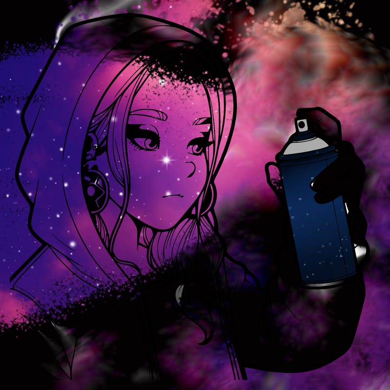 a realistic girl, spray painting