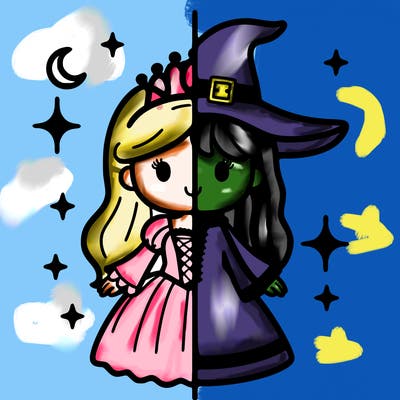 split princess and witch