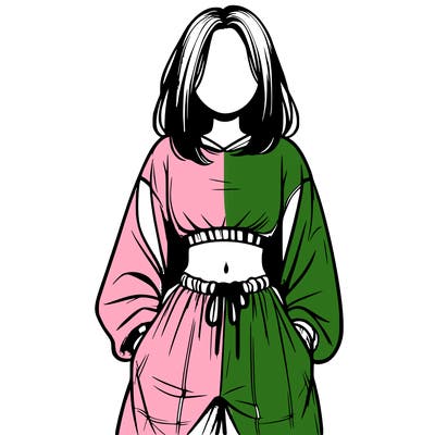 realistic girl faceless with baggy pants and a crop top