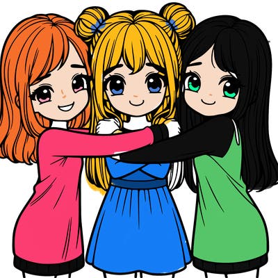 3 girls hugging
