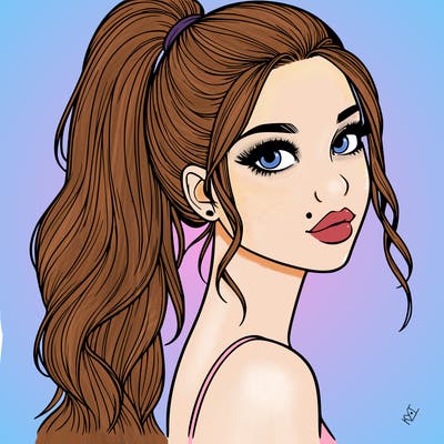 realistic pretty girl with high pony tail