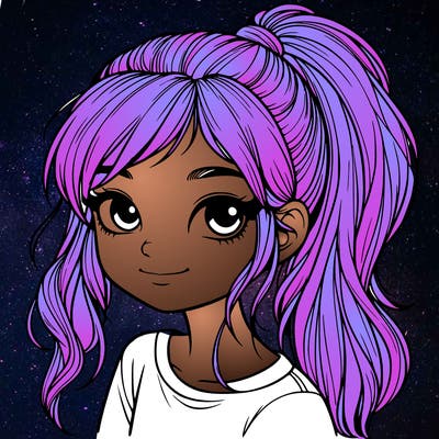 realistic girl with ponytail