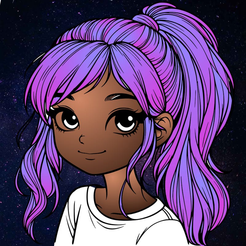 realistic girl with ponytail