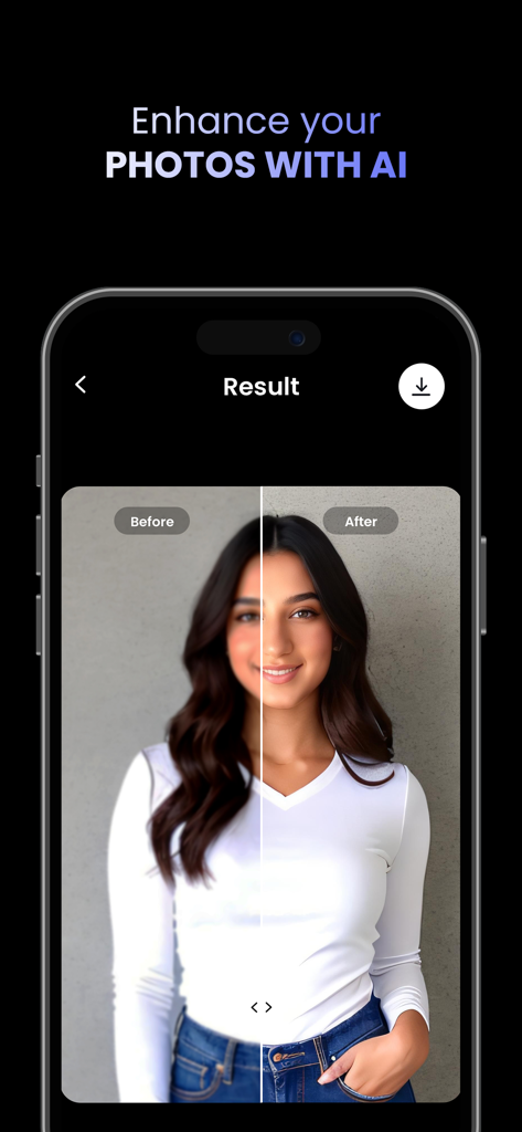 Headify: AI Headshot Generator - Before and after comparison of an AI generated headshot on a smartphone