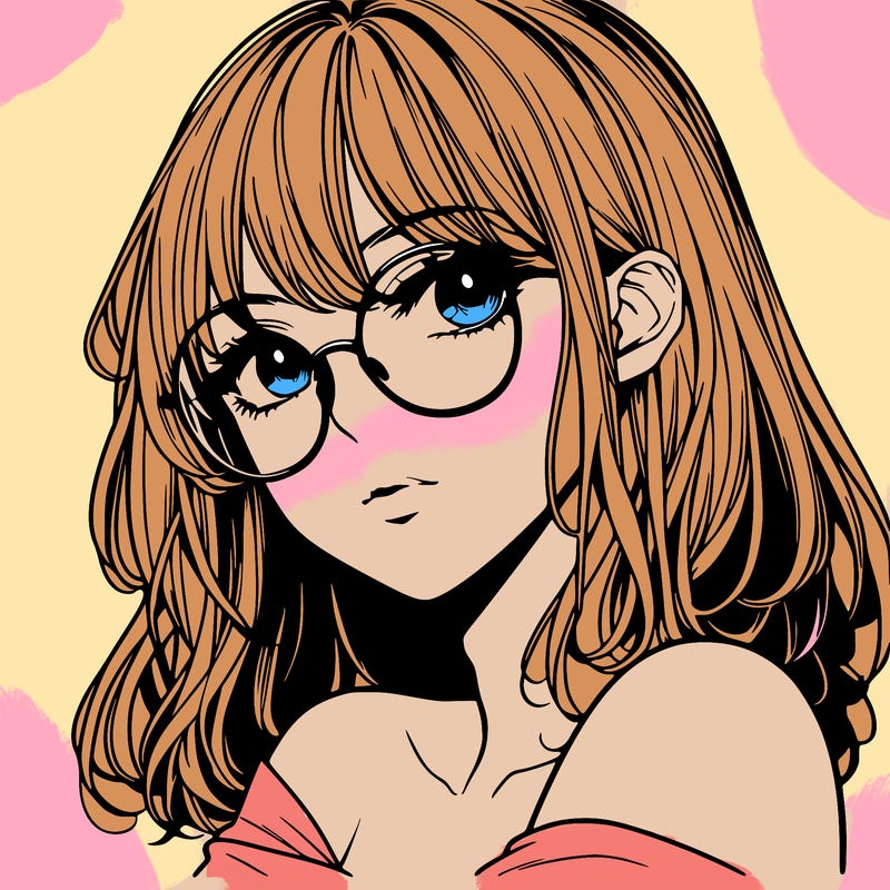 manga woman character with glasses and nice lips