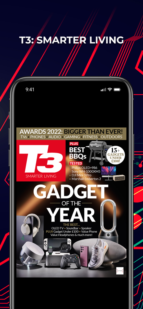 T3 Magazine app on iPhone showing the Gadget of the Year awards issue