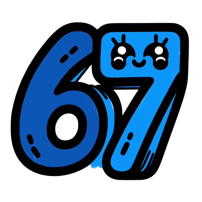 the numbers 67
