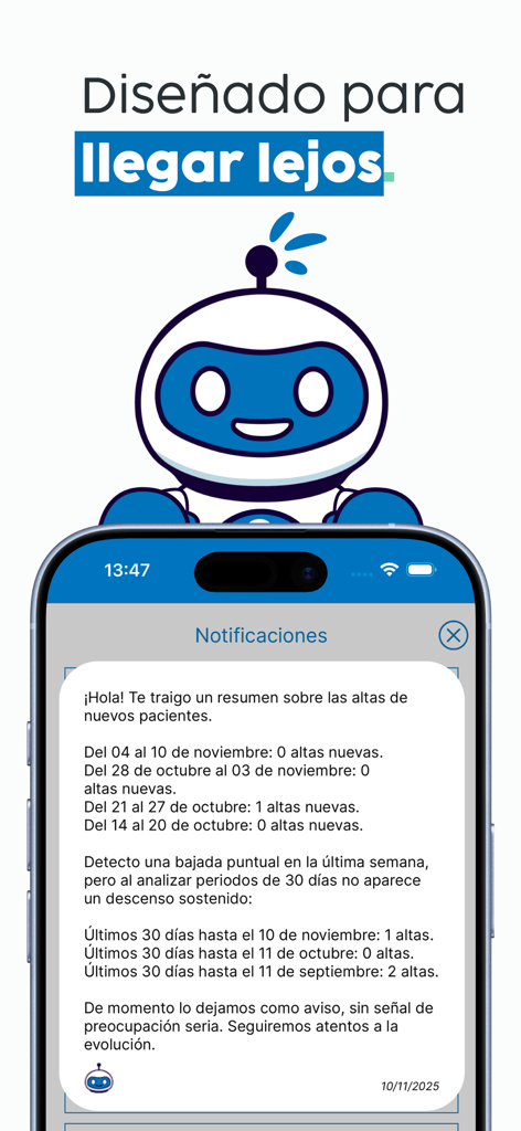 Archivex Clinical app interface showing a summary of new patient registrations and clinic performance