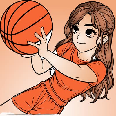 realistic girl playing basketball