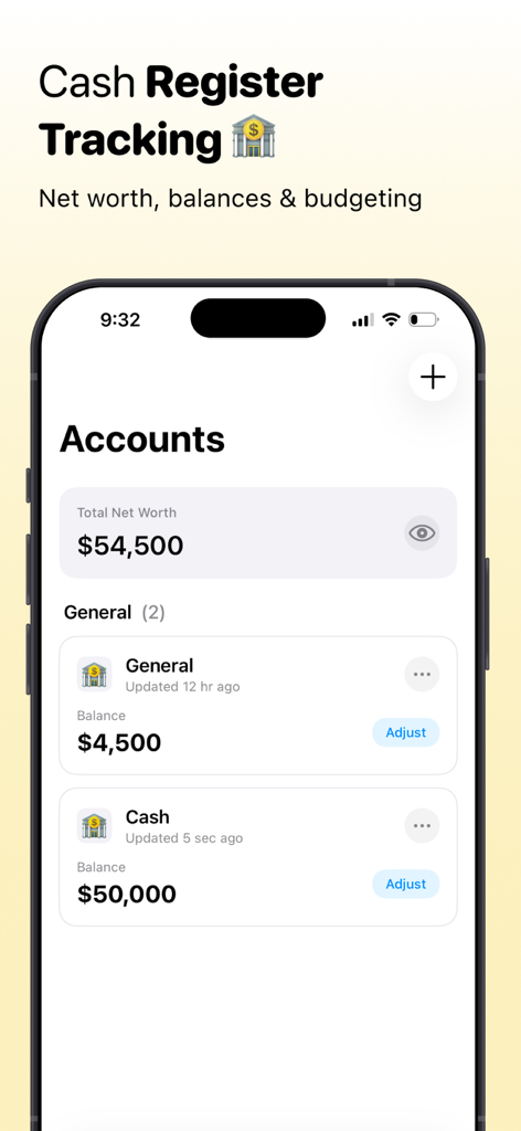 BalanceBee app interface showing account balances and total net worth summary