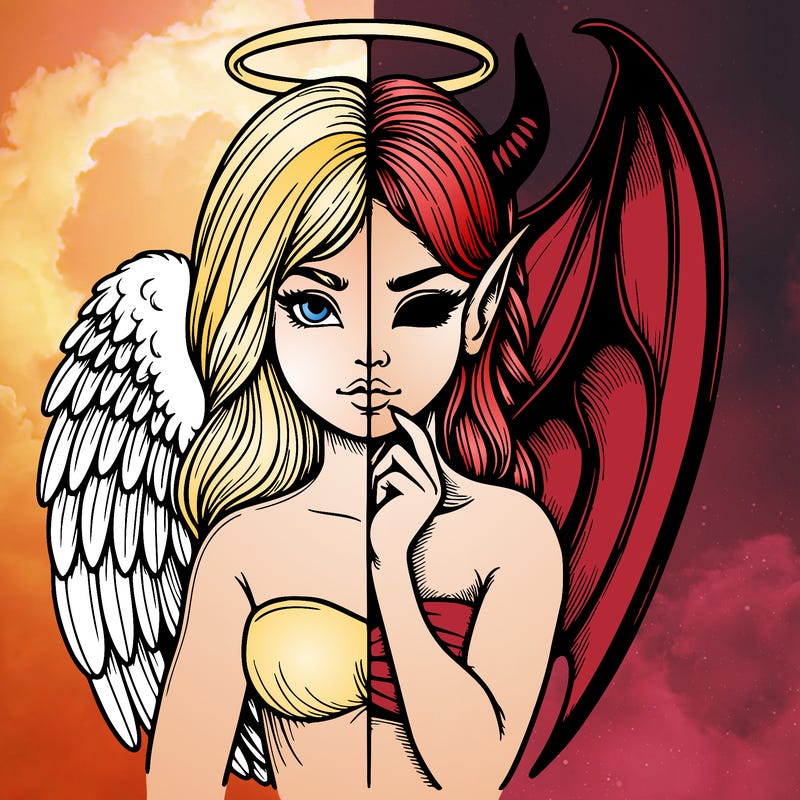 realistic angel half demon