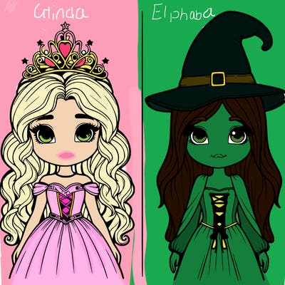 two realistic girls one princess one witch
