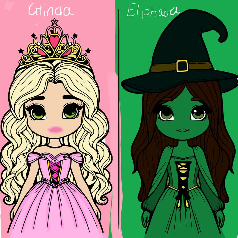 two realistic girls one princess one witch
