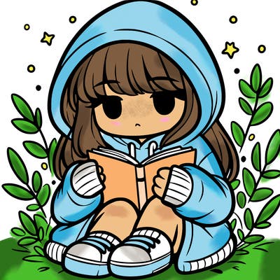 girl in oversized hoodie reading a book