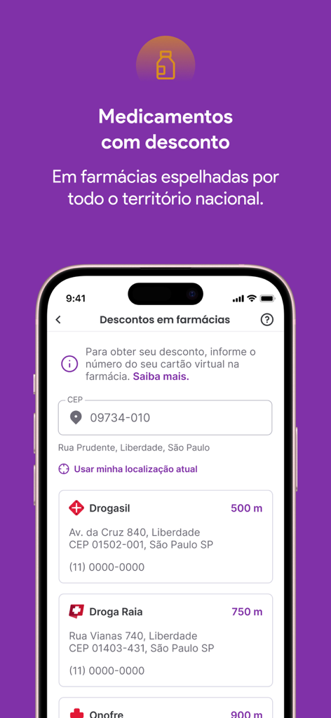 Clude - Schermata dell'app Clude che mostra sconti sui farmaci e la ricerca di farmacie per località
