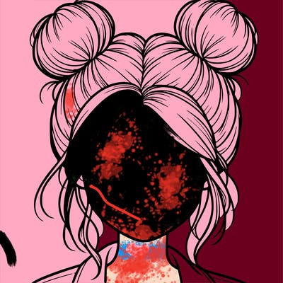 realistic girl with buns on the top of her hair