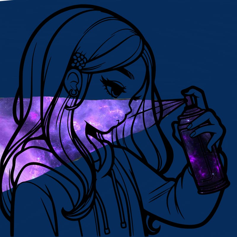 a realistic girl spray painting