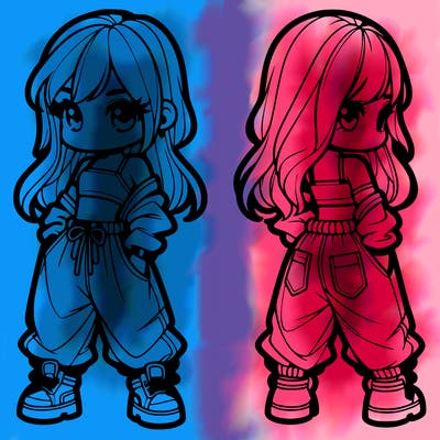 girl in crop top and baggy pants